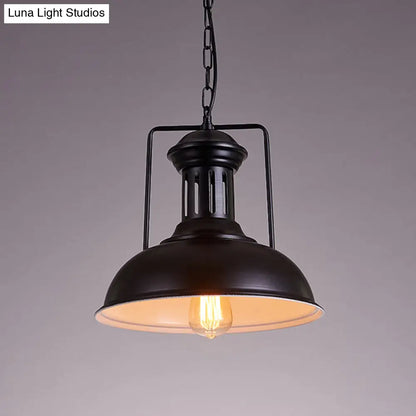 Iron Black Industrial Style Pendant Light with Bowl Shade for Dining Room - 12.5"/16.5" Wide