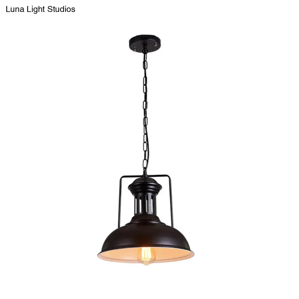 Iron Black Industrial Style Pendant Light with Bowl Shade for Dining Room - 12.5"/16.5" Wide