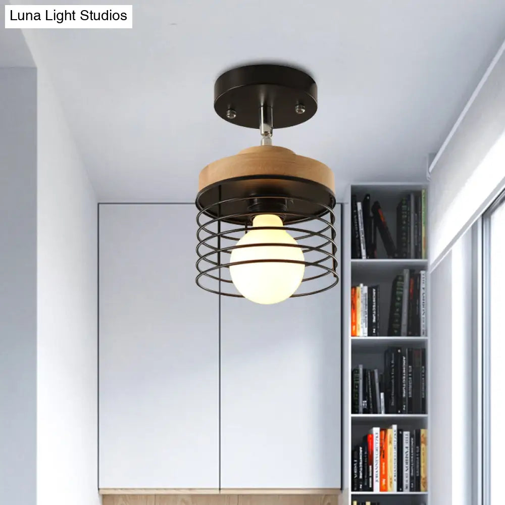 DecorBites™ DecorBites™ Iron Cage Flush Ceiling Light - Rotatable, Stylish Lamp for Balcony