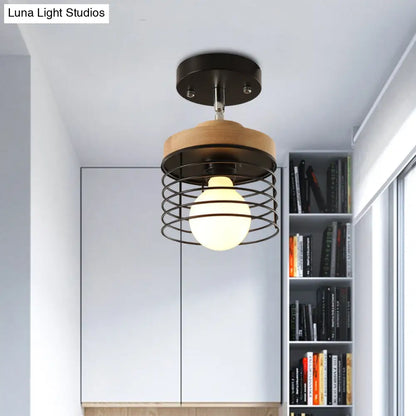 DecorBites™ DecorBites™ Iron Cage Flush Ceiling Light - Rotatable, Stylish Lamp for Balcony