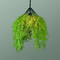 Iron Cage Hanging Pendant Light with Diamond Bulb and Decorative Plant