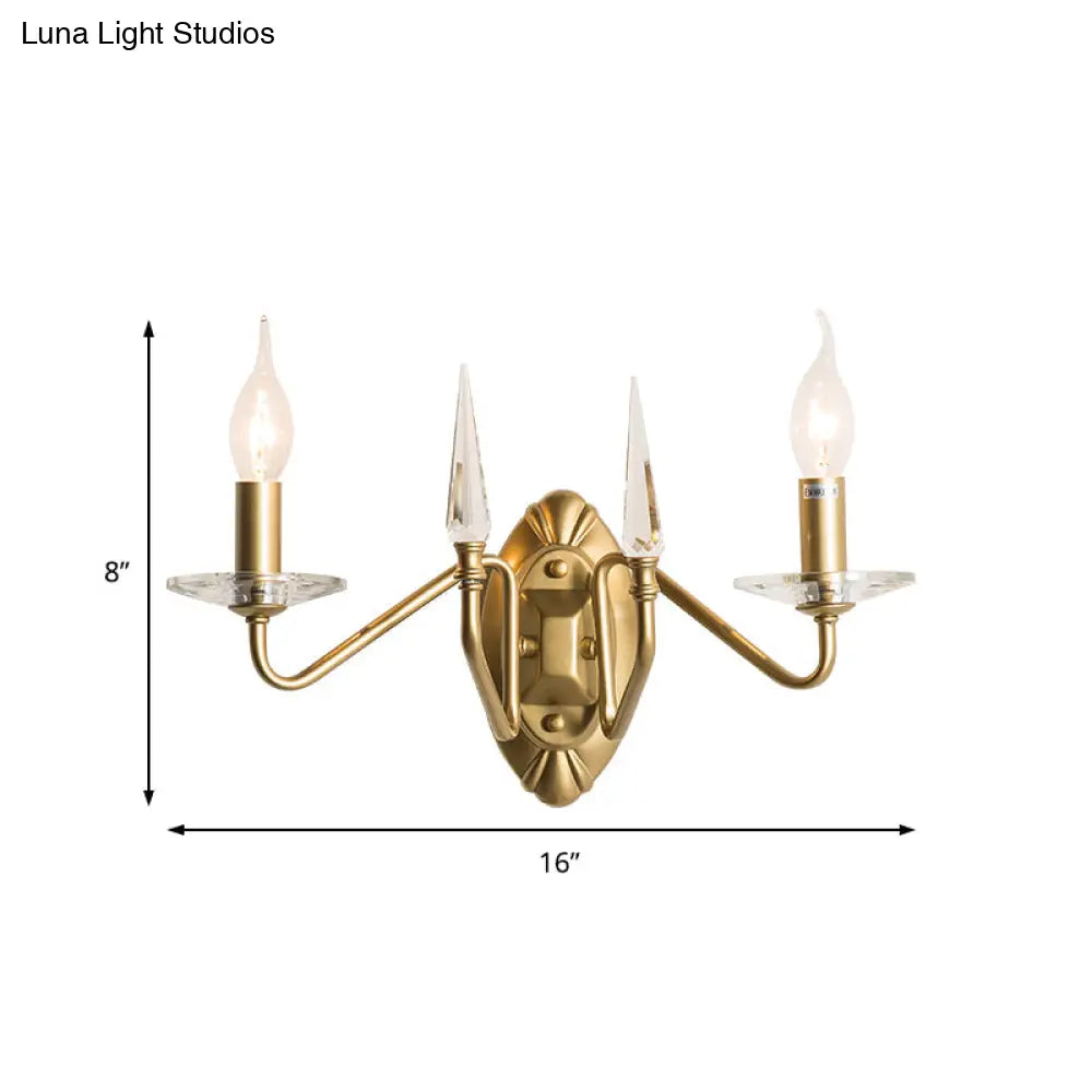 DecorBites™ Iron Candle Wall Light Sconce with Crystal Decoration - Modern 2 Head, Gold Finish