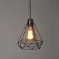 Iron Diamond Hanging Light: Industrial Style Pendant with Bedside Pendulum, Black Finish