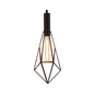 Iron Diamond-Shaped Pendant Light Antique 1-Light Dining Room Hanging Fixture