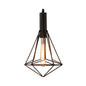 Iron Diamond-Shaped Pendant Light Antique 1-Light Dining Room Hanging Fixture