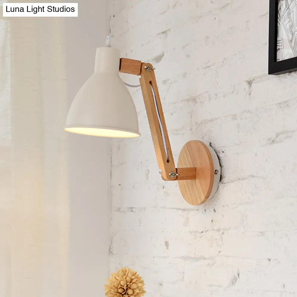 DecorBites™ Iron Domed Wall Mounted Lamp: Modern 1 Head Wall Light with Swing Arm and White/Black Finish