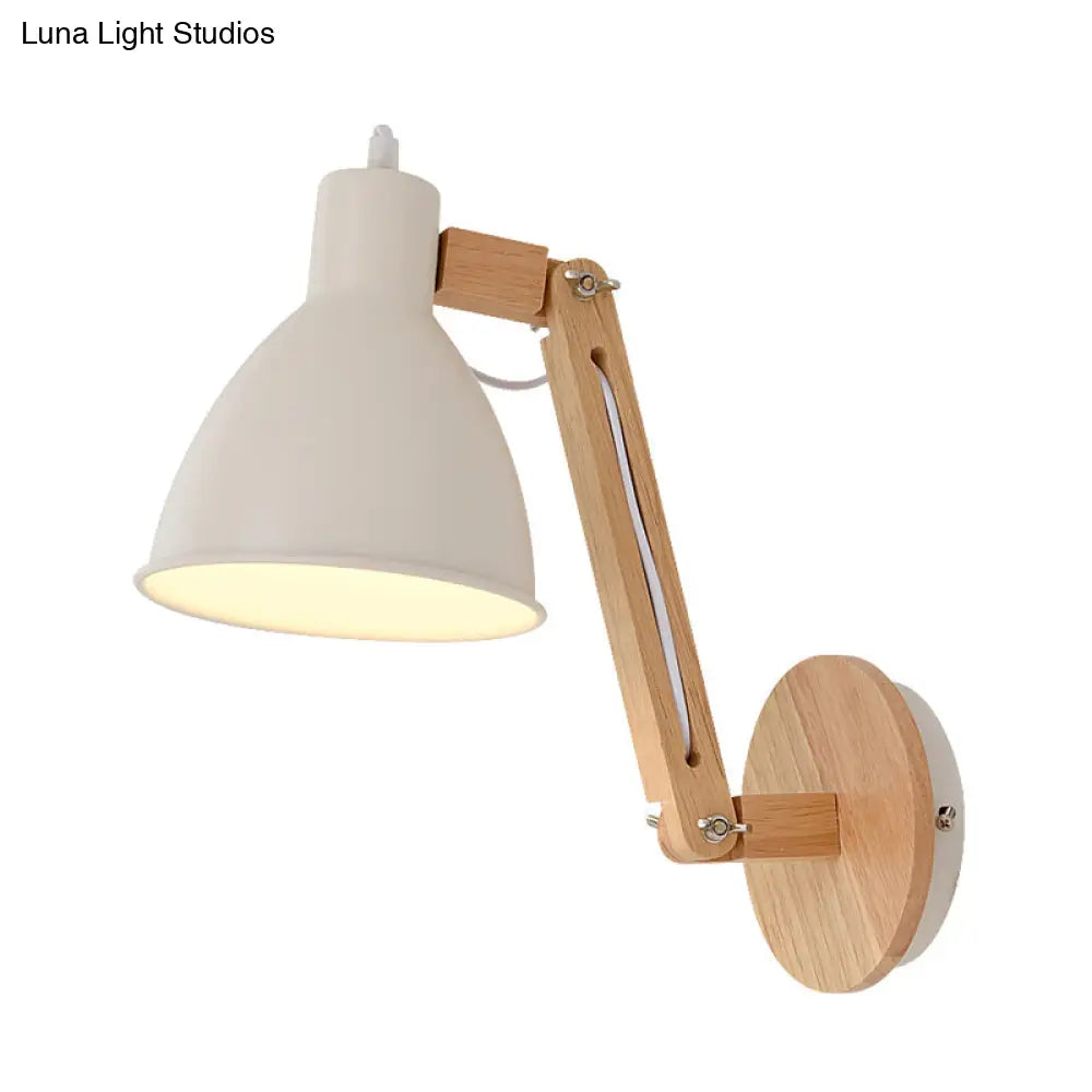 DecorBites™ Iron Domed Wall Mounted Lamp: Modern 1 Head Wall Light with Swing Arm and White/Black Finish