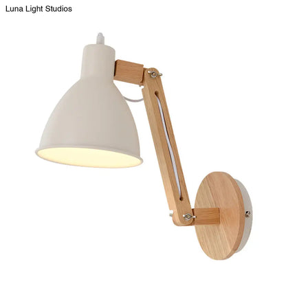 DecorBites™ Iron Domed Wall Mounted Lamp: Modern 1 Head Wall Light with Swing Arm and White/Black Finish