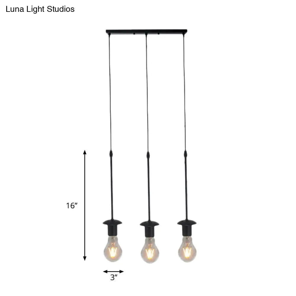 Iron Exposed Bulb Drapes Ceiling Light Loft Pendant Lighting - Black, 5/10 Heads Bistro Multi Light, Round/Linear Canopy