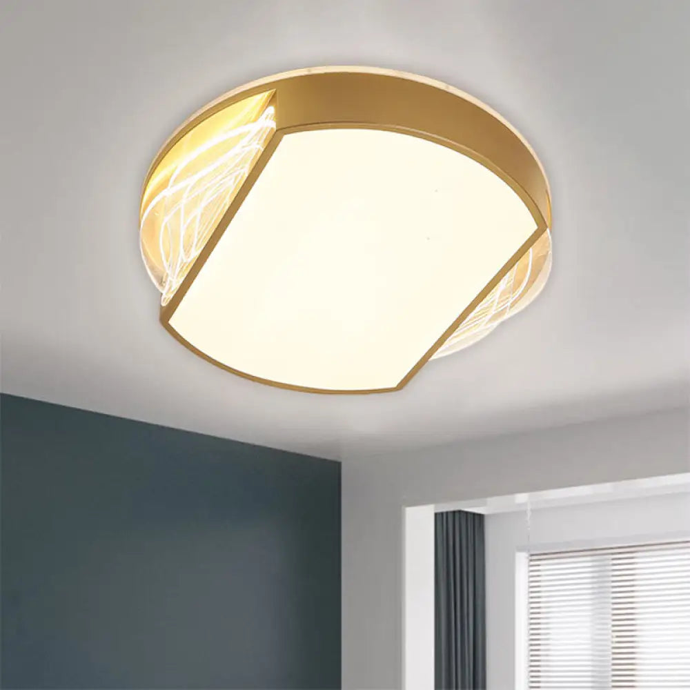 DecorBites™ DecorBites™ Iron Geometric Ceiling Lamp - LED Gold Flush Mount Fixture in Warm/White Light, 18"/21.5" Wide - Contemporary Design