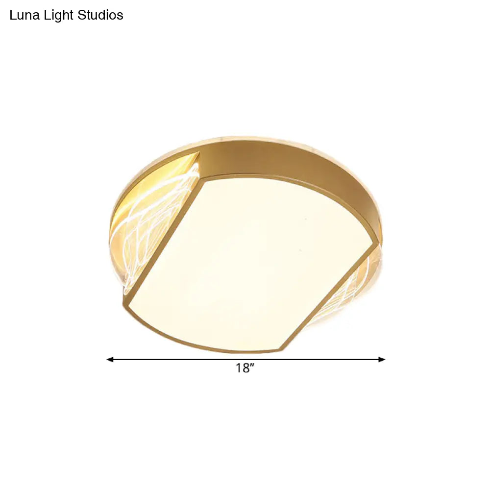 DecorBites™ DecorBites™ Iron Geometric Ceiling Lamp - LED Gold Flush Mount Fixture in Warm/White Light, 18"/21.5" Wide - Contemporary Design