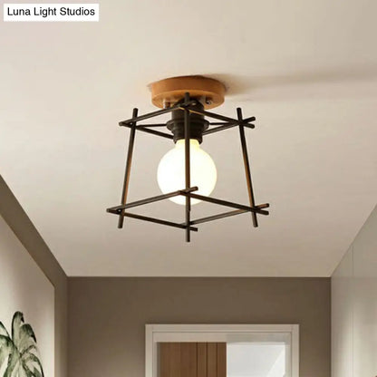 DecorBites™ DecorBites™ Iron Geometric Semi-Flushmount Ceiling Light for Entryways