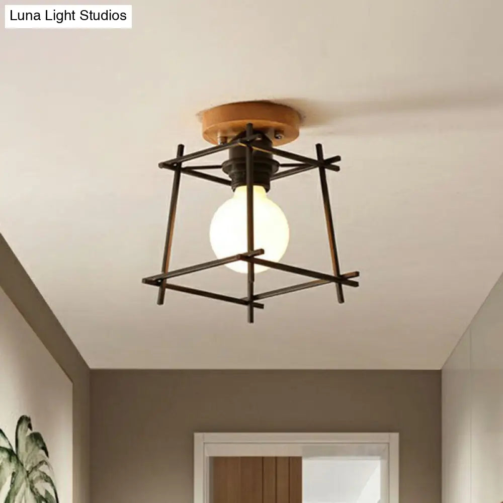 DecorBites™ DecorBites™ Iron Geometric Semi-Flushmount Ceiling Light for Entryways