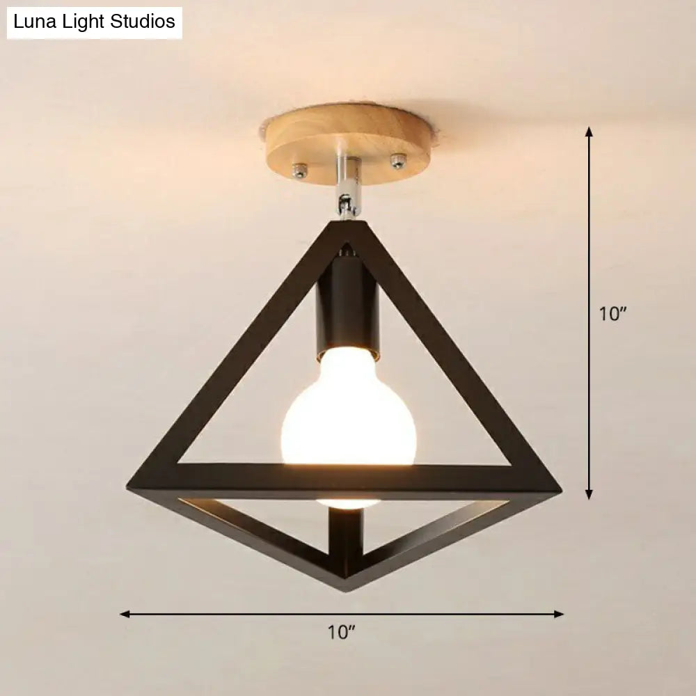 DecorBites™ DecorBites™ Iron Geometric Semi-Flushmount Ceiling Light for Entryways