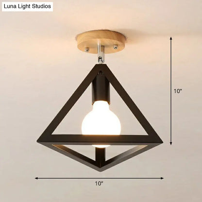 DecorBites™ DecorBites™ Iron Geometric Semi-Flushmount Ceiling Light for Entryways