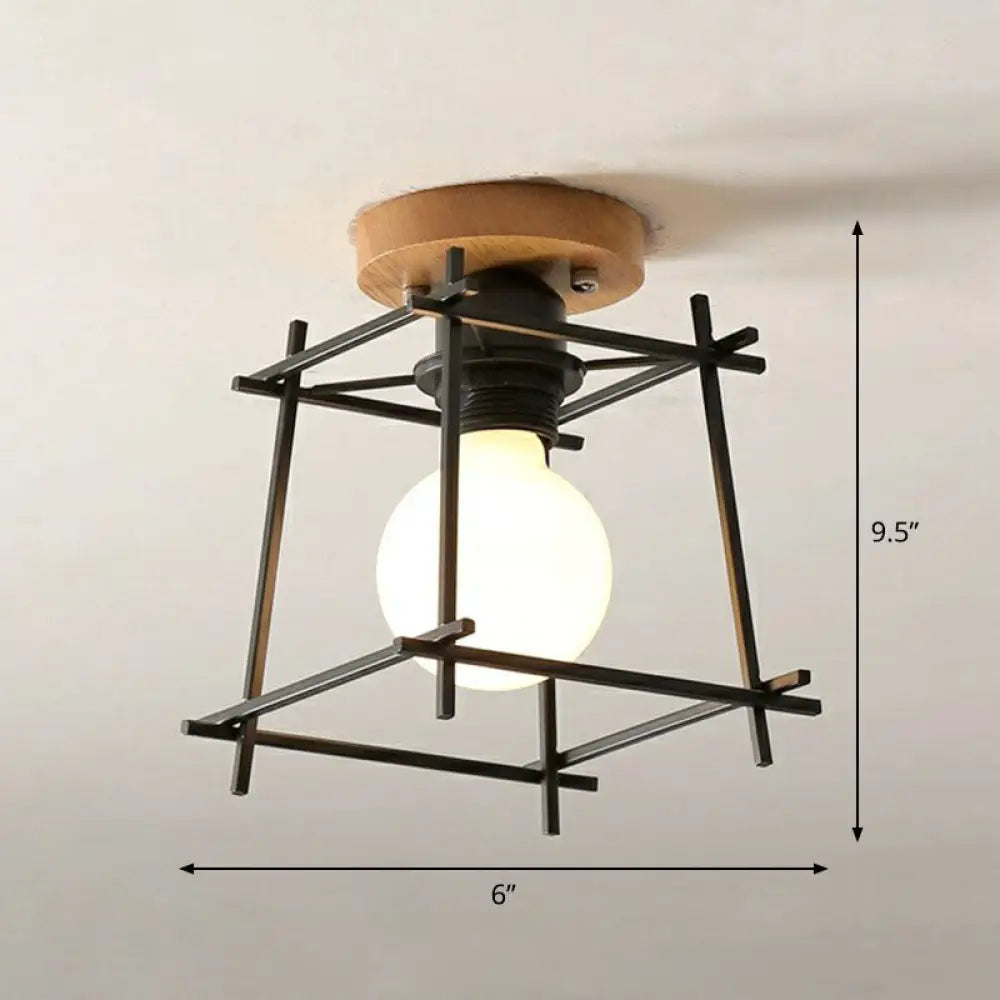DecorBites™ DecorBites™ Iron Geometric Semi-Flushmount Ceiling Light for Entryways