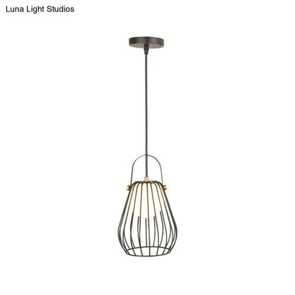 Iron Hanging Pendant Ceiling Light for Bedroom - Industrial Pear Shape