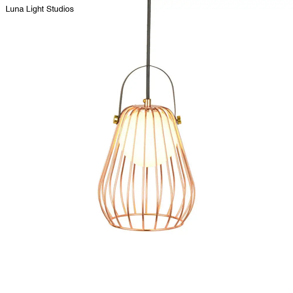 Iron Hanging Pendant Ceiling Light for Bedroom - Industrial Pear Shape