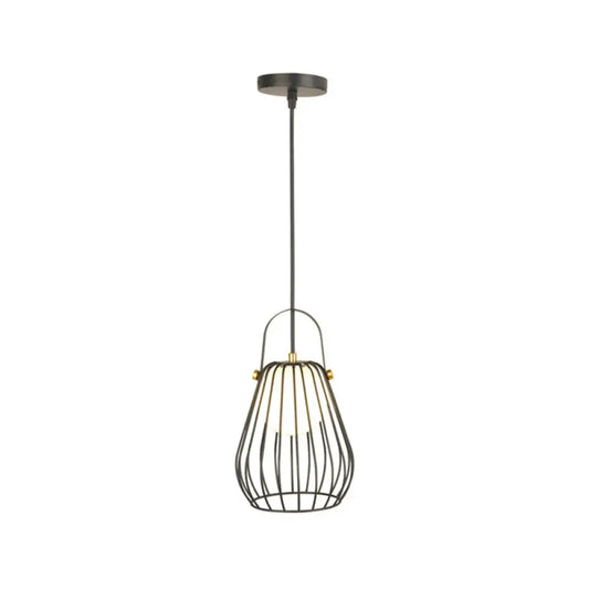 Iron Hanging Pendant Ceiling Light for Bedroom - Industrial Pear Shape