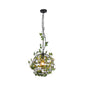 Iron Hanging Pendant Light with Artificial Plant - Industrial Globe Ceiling Fixture