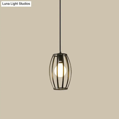 Iron Hanging Pendant Light with Black Industrial Design - Perfect for Dining Rooms or Suspended Over Tables