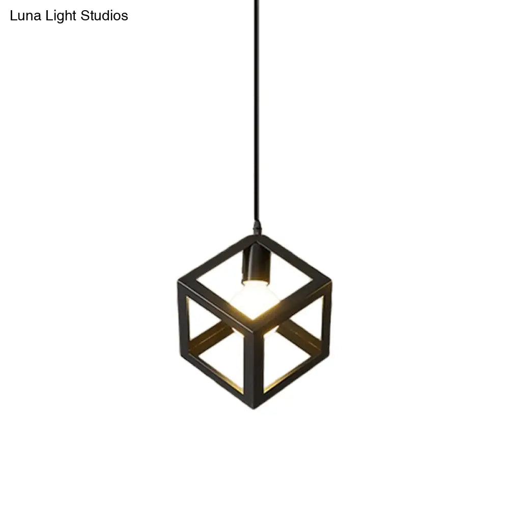 Iron Hanging Pendant Light with Black Industrial Design - Perfect for Dining Rooms or Suspended Over Tables