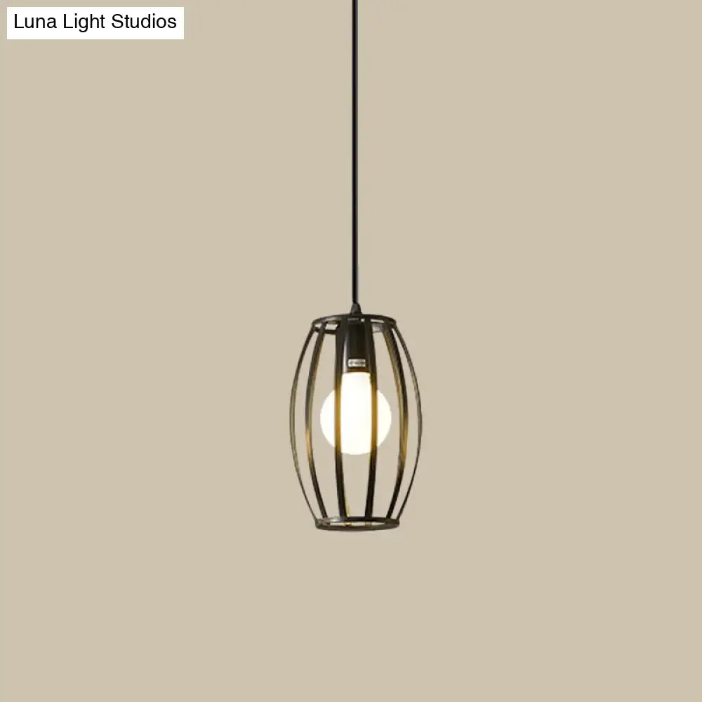 Iron Hanging Pendant Light with Black Industrial Design - Perfect for Dining Rooms or Suspended Over Tables