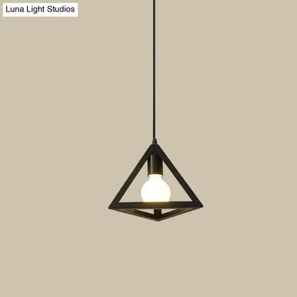 Iron Hanging Pendant Light with Black Industrial Design - Perfect for Dining Rooms or Suspended Over Tables