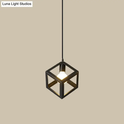 Iron Hanging Pendant Light with Black Industrial Design - Perfect for Dining Rooms or Suspended Over Tables