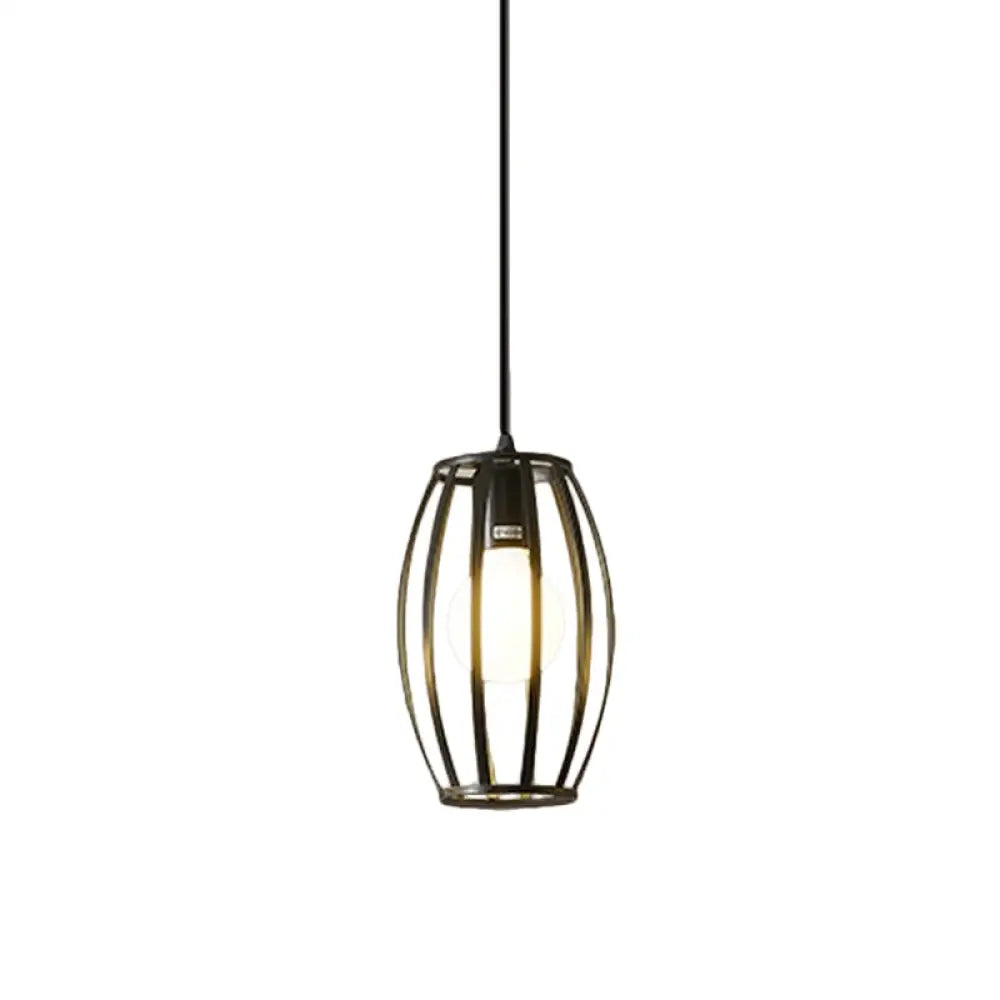 Iron Hanging Pendant Light with Black Industrial Design - Perfect for Dining Rooms or Suspended Over Tables