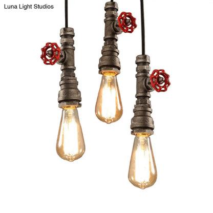 Iron Industrial 1-Light Pendant Ceiling Light with Exposed Bronze Bulb for Restaurant Down Lighting