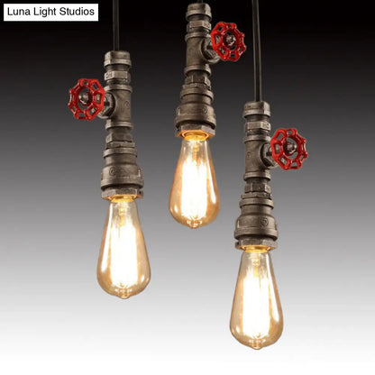 Iron Industrial 1-Light Pendant Ceiling Light with Exposed Bronze Bulb for Restaurant Down Lighting