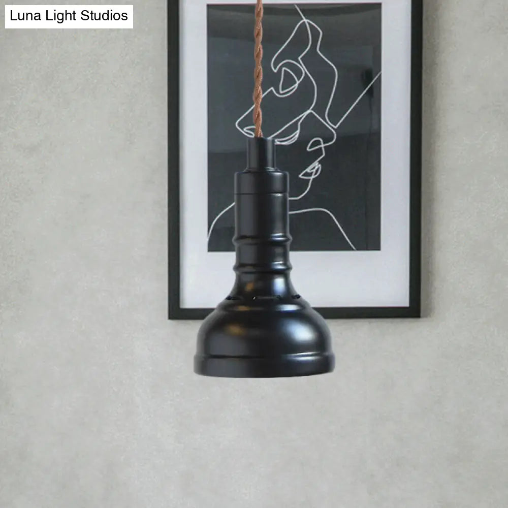 Iron Industrial Pendant Light Kit with Black Suspension and 1 Bulb