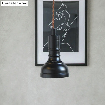 Iron Industrial Pendant Light Kit with Black Suspension and 1 Bulb