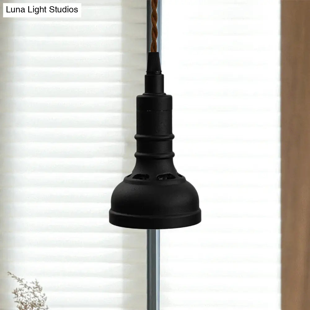 Iron Industrial Pendant Light Kit with Black Suspension and 1 Bulb