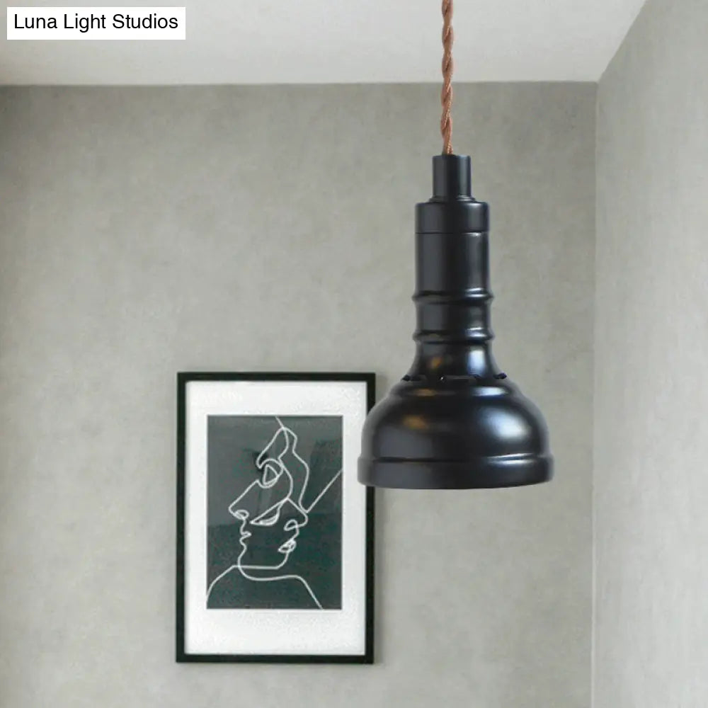 Iron Industrial Pendant Light Kit with Black Suspension and 1 Bulb