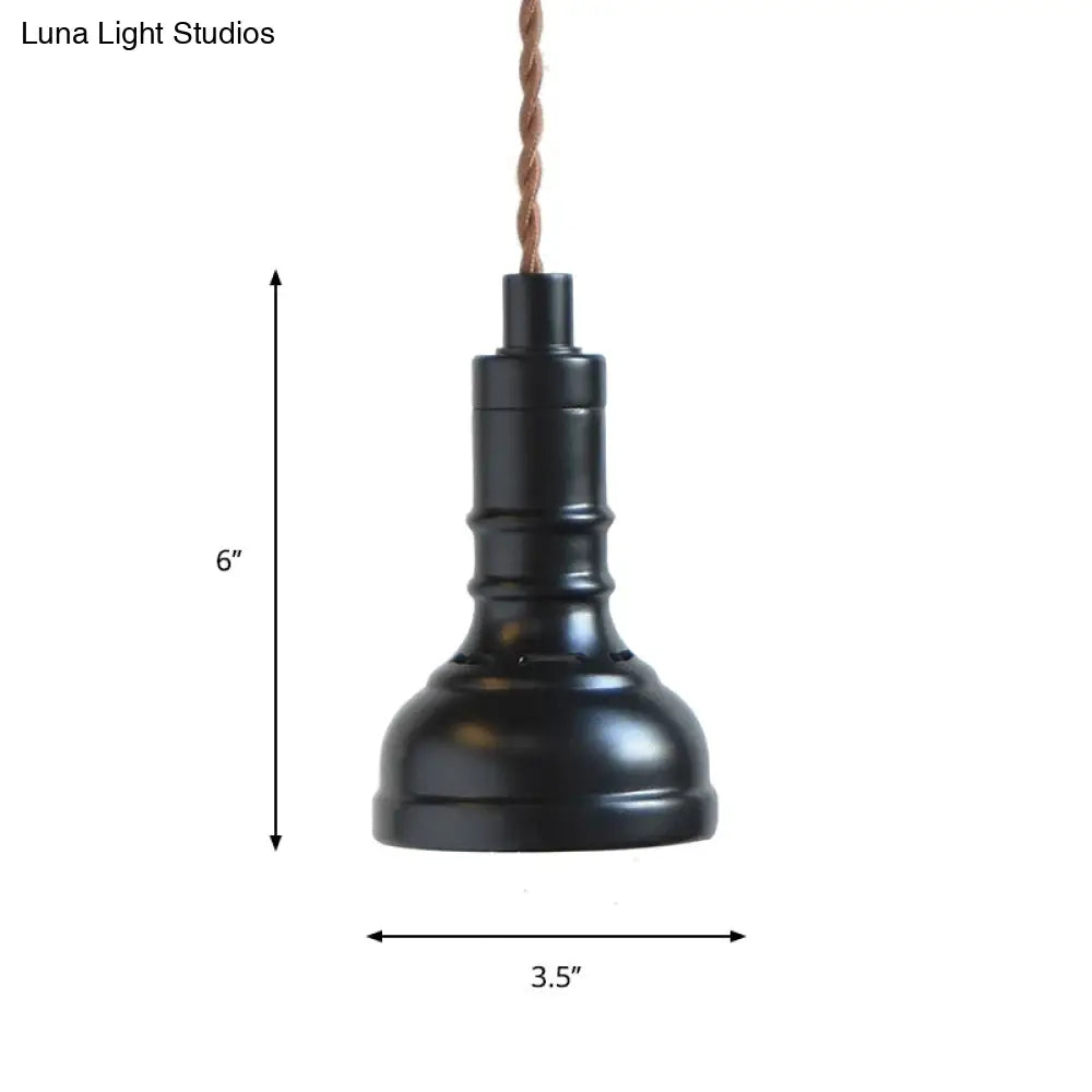 Iron Industrial Pendant Light Kit with Black Suspension and 1 Bulb