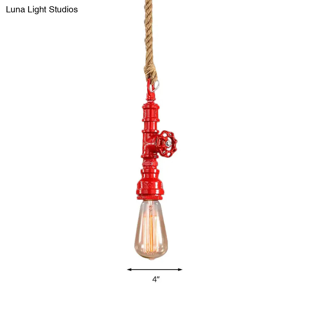 Iron Industrial Pipe Ceiling Light Fixture – Red/Blue Finish, 1-Light Stairway Lamp