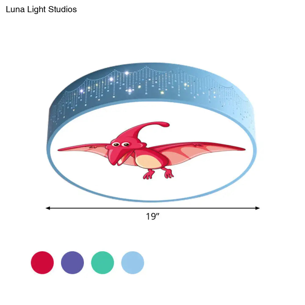 DecorBites™ DecorBites™ Iron LED Flush Mount Ceiling Light with Dinosaur Pattern in Red/Blue/Green