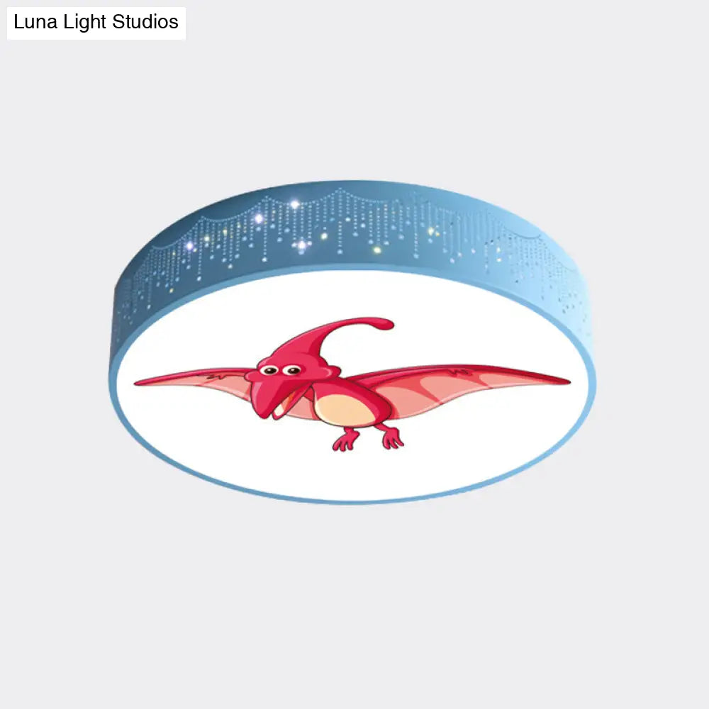 DecorBites™ DecorBites™ Iron LED Flush Mount Ceiling Light with Dinosaur Pattern in Red/Blue/Green
