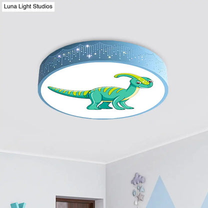 DecorBites™ DecorBites™ Iron LED Flush Mount Ceiling Light with Dinosaur Pattern in Red/Blue/Green
