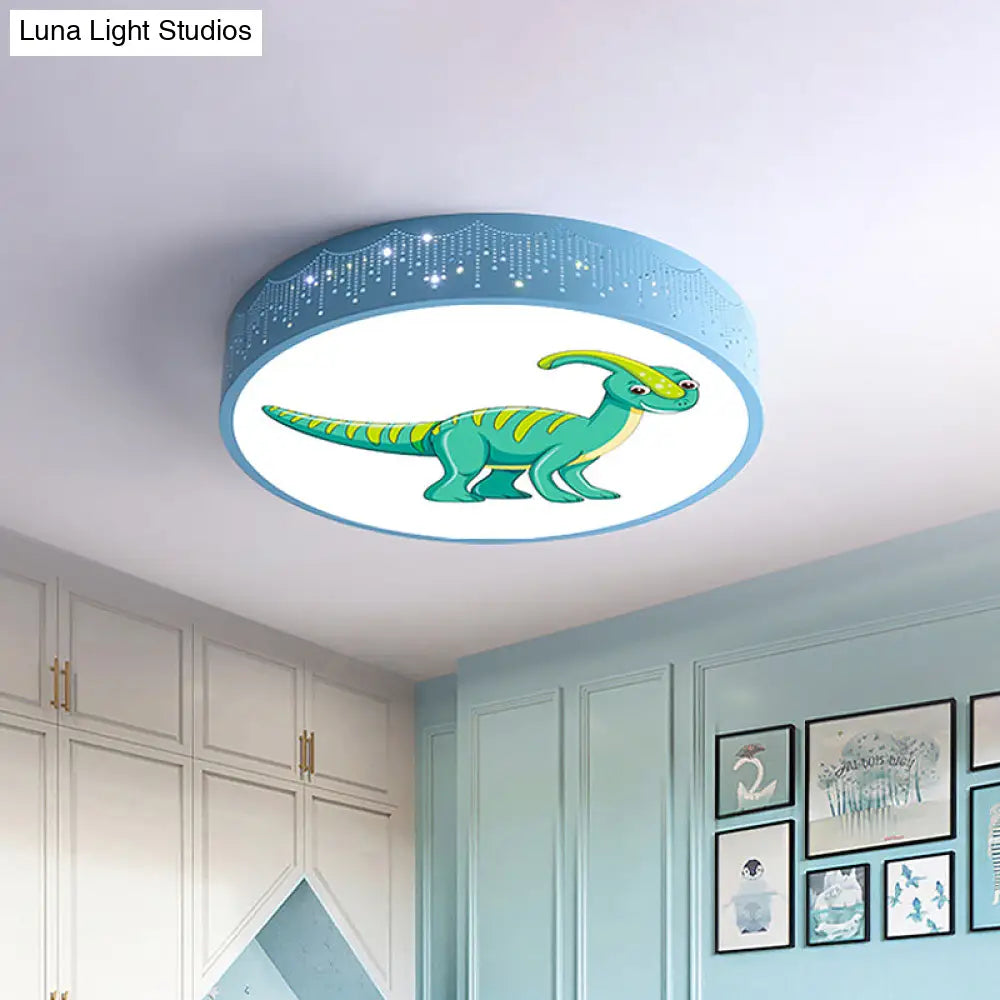 DecorBites™ DecorBites™ Iron LED Flush Mount Ceiling Light with Dinosaur Pattern in Red/Blue/Green