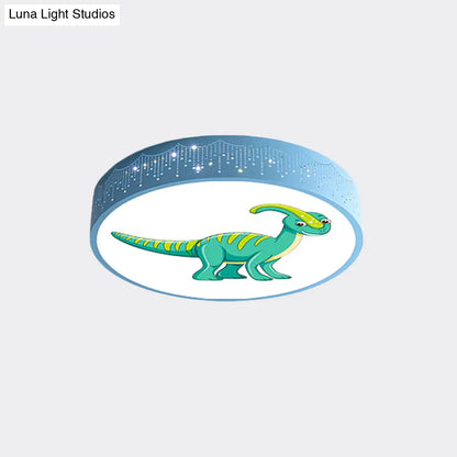 DecorBites™ DecorBites™ Iron LED Flush Mount Ceiling Light with Dinosaur Pattern in Red/Blue/Green