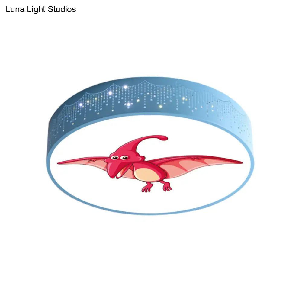 DecorBites™ DecorBites™ Iron LED Flush Mount Ceiling Light with Dinosaur Pattern in Red/Blue/Green