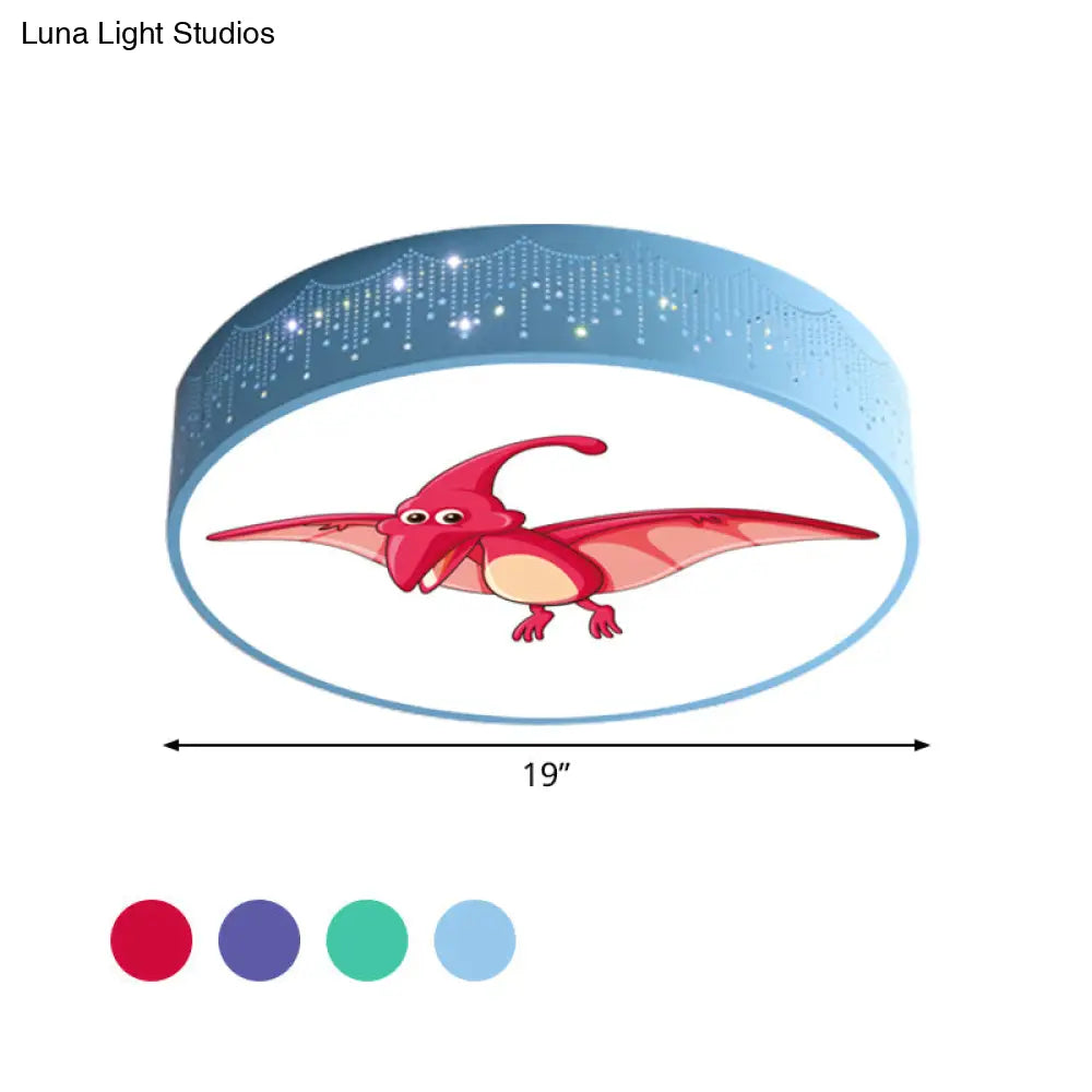 DecorBites™ DecorBites™ Iron LED Flush Mount Ceiling Light with Dinosaur Pattern in Red/Blue/Green