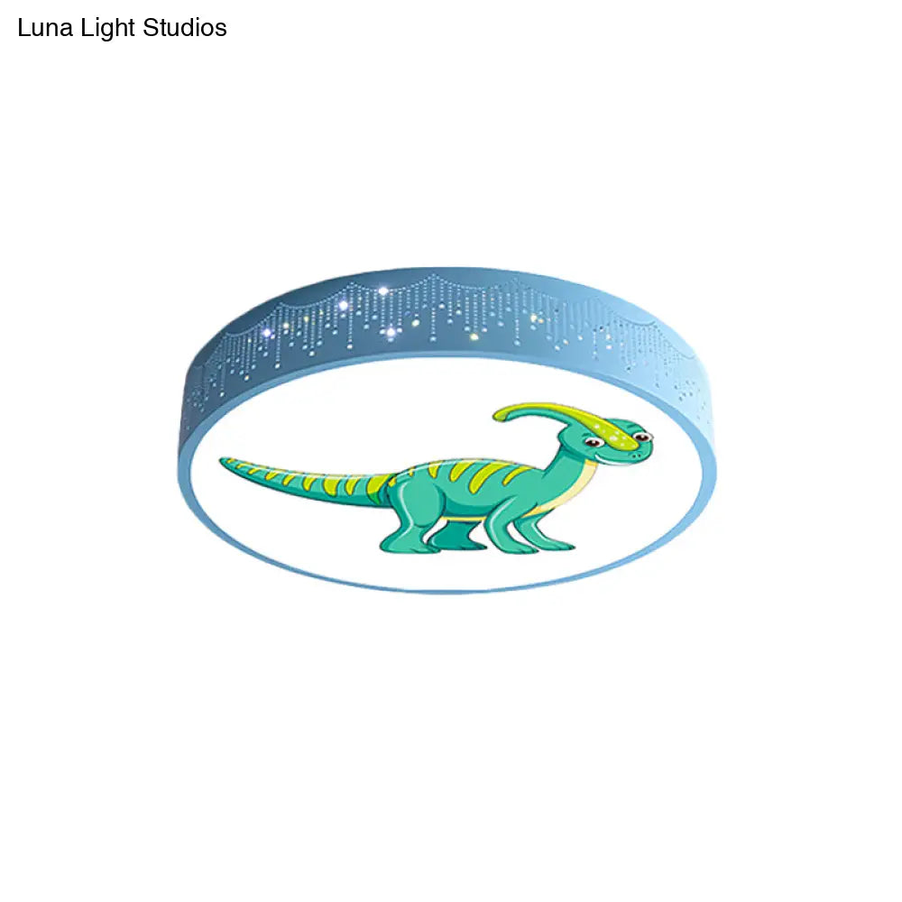 DecorBites™ DecorBites™ Iron LED Flush Mount Ceiling Light with Dinosaur Pattern in Red/Blue/Green