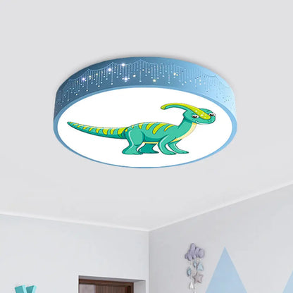 DecorBites™ DecorBites™ Iron LED Flush Mount Ceiling Light with Dinosaur Pattern in Red/Blue/Green