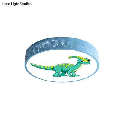 DecorBites™ DecorBites™ Iron LED Flush Mount Ceiling Light with Dinosaur Pattern in Red/Blue/Green