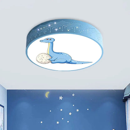 DecorBites™ DecorBites™ Iron LED Flush Mount Ceiling Light with Dinosaur Pattern in Red/Blue/Green