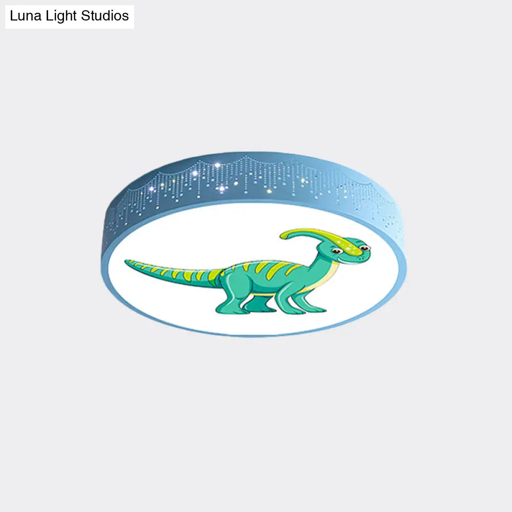 DecorBites™ DecorBites™ Iron LED Flush Mount Ceiling Light with Dinosaur Pattern in Red/Blue/Green